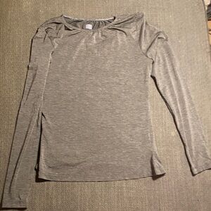 Elegant Women's Long Sleeve Gray Tee